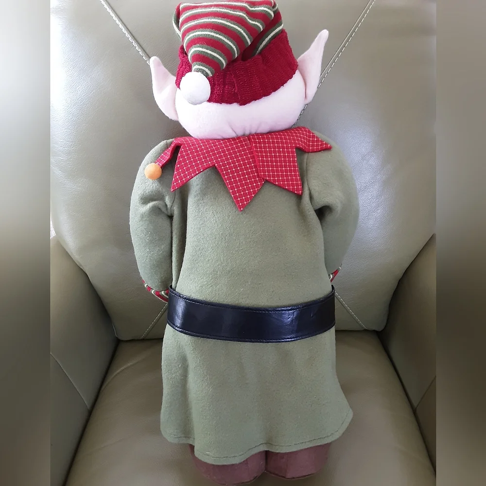 2 Ft Tall Elf Holding Merry Christmas Sign and Gifts - Vtg